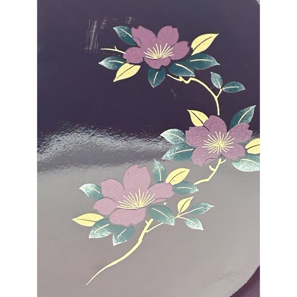 Japanese‎ Shunkei Laquer Floral Bowl Deep Red - Picture 5 of 6